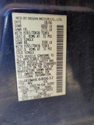 5N1AR18WX6C680632 - 2006 NISSAN PATHFINDER LE იასამნისფერი ფოტო 13