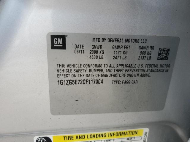 1G1ZG5E72CF117904 - 2012 CHEVROLET MALIBU LTZ ვერცხლისფერი ფოტო 12