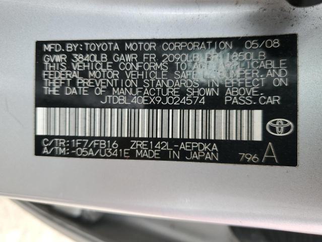 JTDBL40EX9J024574 - 2009 TOYOTA COROLLA BASE Gümüş foto 12