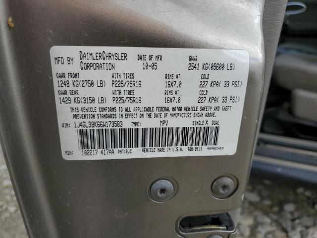 1J4GL38K66W173583 - 2006 JEEP LIBERTY RENEGADE 棕色 照片 13