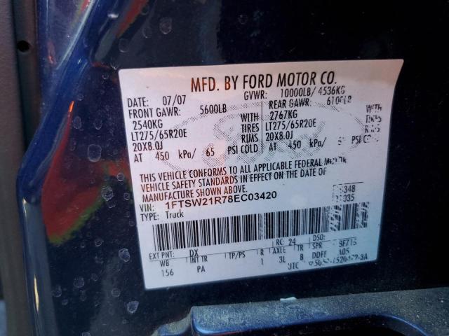 1FTSW21R78EC03420 - 2008 FORD F250 SUPER DUTY BLUE photo 12