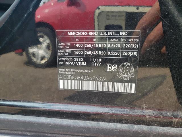 4JGBB8GB4BA676324 - 2011 MERCEDES-BENZ ML 350 4MATIC BLACK photo 13