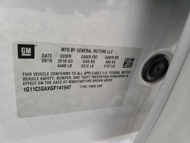 1G11C5SAXGF141947 - 2016 CHEVROLET MALIBU LIM LT 银色 照片 12