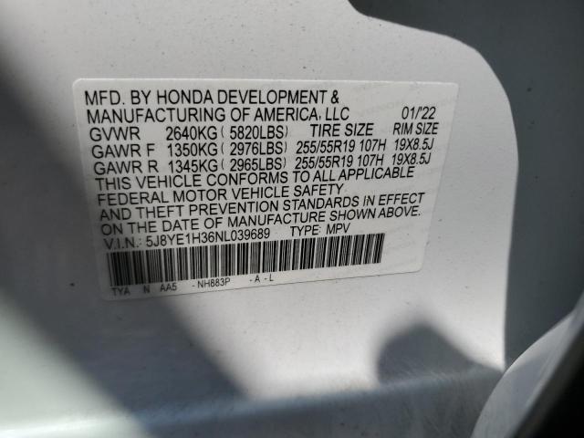 5J8YE1H36NL039689 - 2022 ACURA MDX WHITE photo 13