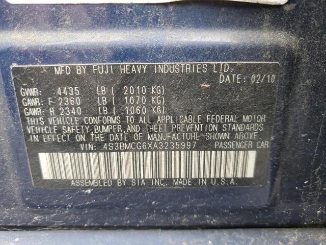 4S3BMCG6XA3235997 - 2010 SUBARU LEGACY 2.5I PREMIUM BLUE photo 12