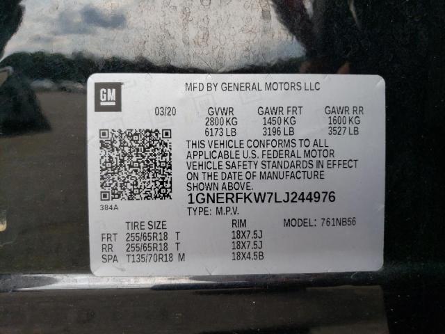 1GNERFKW7LJ244976 - 2020 CHEVROLET TRAVERSE LS BLACK photo 13