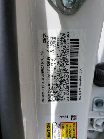 19UUB6F63MA001574 - 2021 ACURA TLX ADVANCE WHITE photo 12