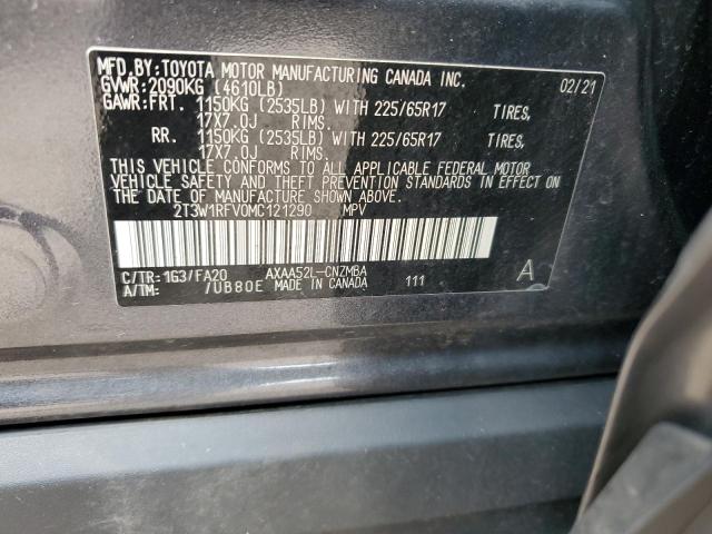 2T3W1RFV0MC121290 - 2021 TOYOTA RAV4 XLE GRAY photo 13