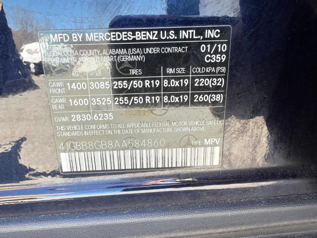 4JGBB8GB8AA584860 - 2010 MERCEDES-BENZ ML 350 4MATIC BLUE photo 10