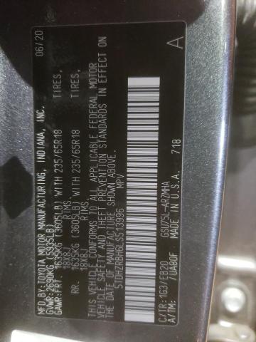 5TDHZRBH6LS513996 - 2020 TOYOTA HIGHLANDER XLE CHARCOAL photo 14