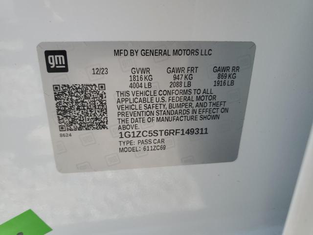 1G1ZC5ST6RF149311 - 2024 CHEVROLET MALIBU LS WHITE photo 13