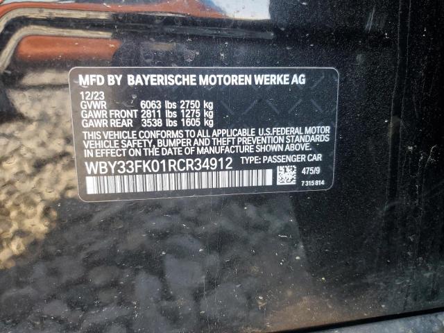 WBY33FK01RCR34912 - 2024 BMW I5 EDRIVE 40 BLACK photo 12