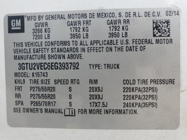 3GTU2VEC6EG393792 - 2014 GMC SIERRA K1500 SLT WHITE photo 12