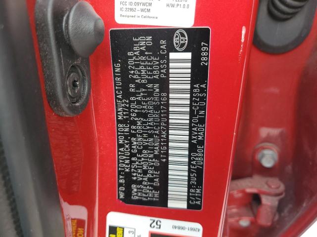 4T1G11AK7PU117168 - 2023 TOYOTA CAMRY SE NIGHT SHADE RED photo 13