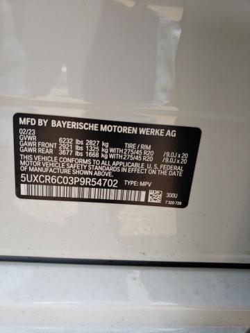 5UXCR6C03P9R54702 - 2023 BMW X5 XDRIVE40I WHITE photo 12