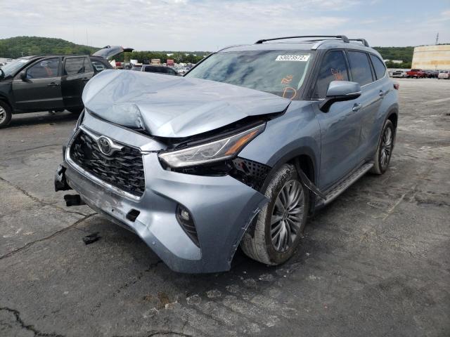 5TDFZRBH7MS156448 - 2021 TOYOTA HIGHLANDER PLATINUM BLUE photo 2