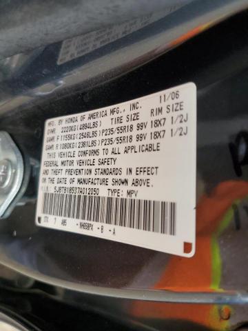 5J8TB18537A012050 - 2007 ACURA RDX TECHNOLOGY GRAY photo 10