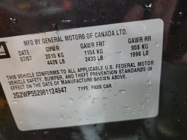 2G2WP552981124947 - 2008 PONTIAC GRAND PRIX 棕色 照片 13