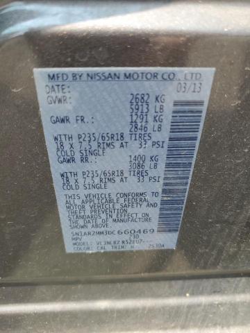 5N1AR2MM3DC660469 - 2013 NISSAN PATHFINDER S GRAY photo 12