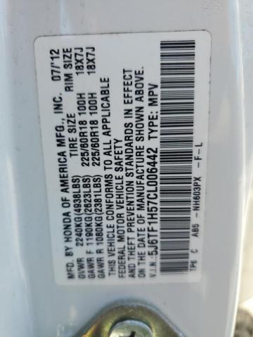 5J6TF1H57CL006442 - 2012 HONDA CROSSTOUR EXL Ақ фото 14