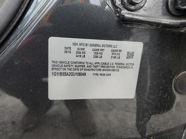 1G11B5SA2GU108049 - 2016 CHEVROLET MALIBU LIM LS ნაცრისფერი ფოტო 12