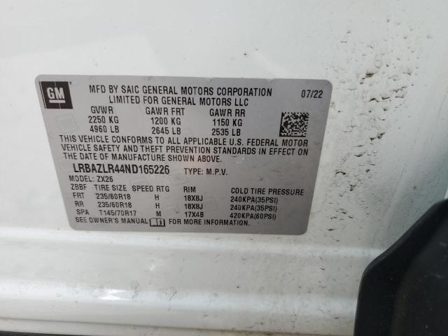 LRBAZLR44ND165226 - 2022 BUICK ENVISION PREFERRED WHITE photo 13