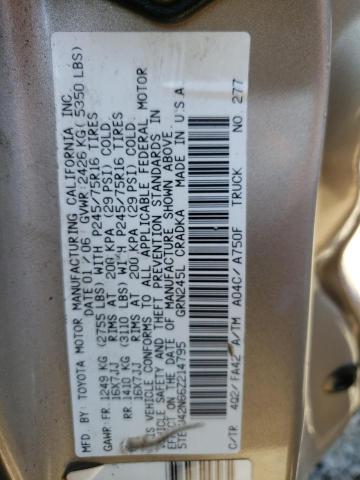 5TEUU42N66Z214795 - 2006 TOYOTA TACOMA ACCESS CAB ყავისფერი ფოტო 12