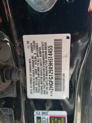 2HGFG129X9H514455 - 2009 HONDA CIVIC EXL 黑色 照片 13