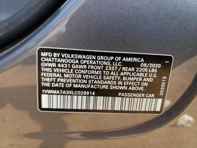 1VWMA7A3XLC026914 - 2020 VOLKSWAGEN PASSAT R-LINE 灰色 照片 12
