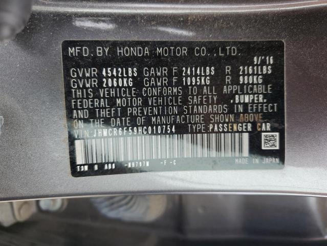 JHMCR6F59HC010754 - 2017 HONDA ACCORD HYBRID EXL GRAY photo 12