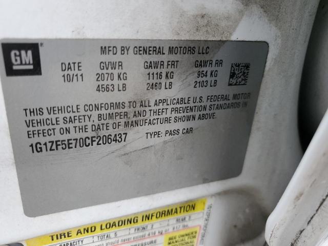 1G1ZF5E70CF206437 - 2012 CHEVROLET MALIBU 3LT თეთრი ფოტო 12