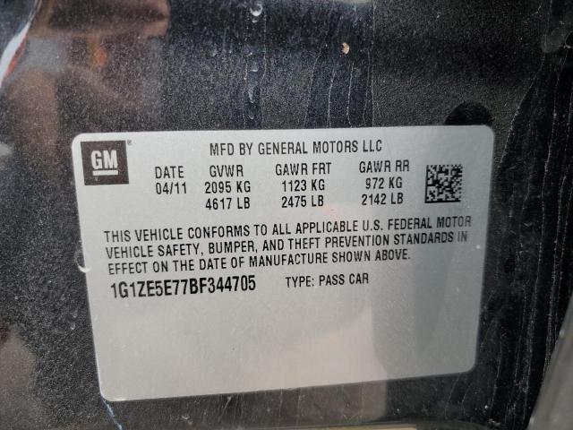 1G1ZE5E77BF344705 - 2011 CHEVROLET MALIBU LTZ ნაცრისფერი ფოტო 12