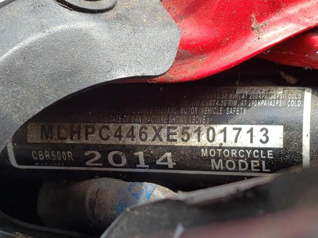 MLHPC446XE5101713 - 2014 HONDA CBR500 R RED photo 10