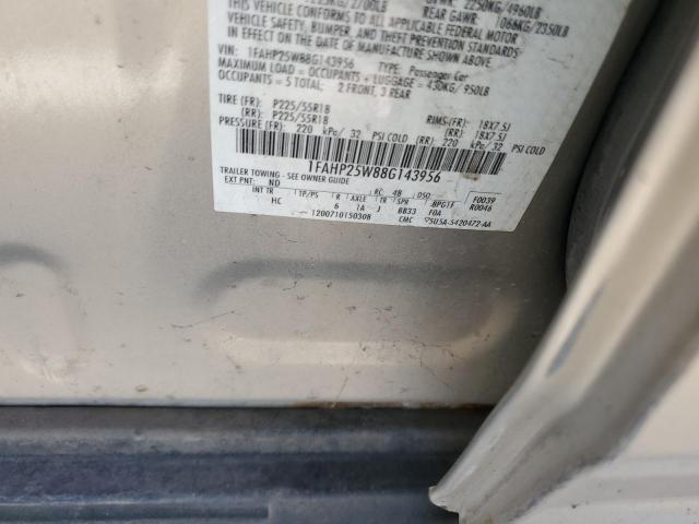 1FAHP25W88G143956 - 2008 FORD TAURUS LIMITED BEIGE photo 12