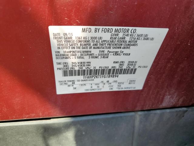 1FAHP2KT1FG189894 - 2015 FORD TAURUS SHO RED photo 12