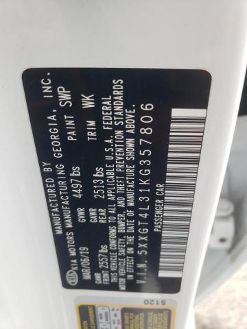 5XXGT4L31KG357806 - 2019 KIA OPTIMA LX 白色 照片 12