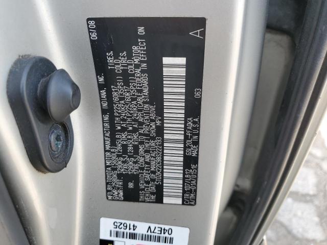 5TDZK22C98S222193 - 2008 TOYOTA SIENNA XLE SILVER photo 13