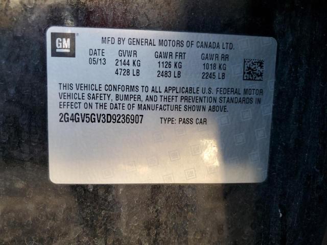 2G4GV5GV3D9236907 - 2013 BUICK REGAL GS BLACK photo 12