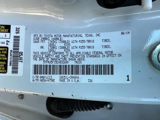 5TFRU5F15EX032689 - 2014 TOYOTA TUNDRA DOUBLE CAB SR/SR5 WHITE photo 10