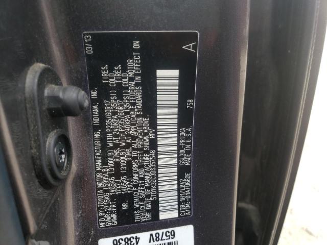 5TDYK3DC3DS357548 - 2013 TOYOTA SIENNA XLE GRAY photo 13