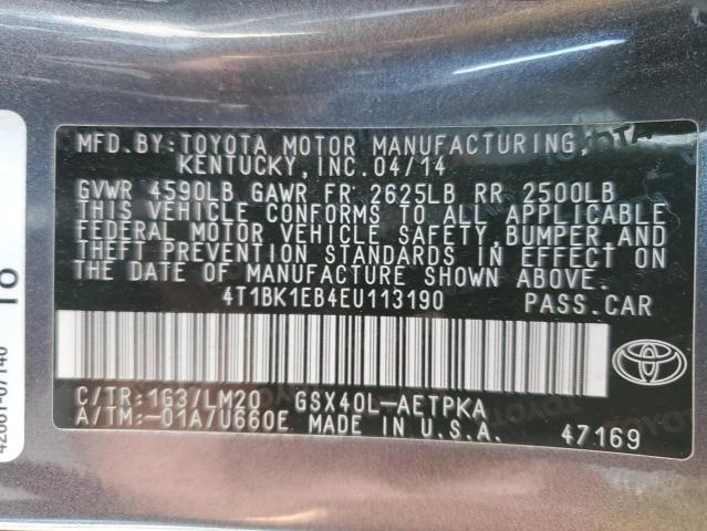 4T1BK1EB4EU113190 - 2014 TOYOTA AVALON BASE 灰色 照片 13