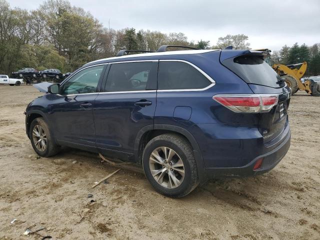 5TDJKRFH2FS199039 - 2015 TOYOTA HIGHLANDER XLE BLUE photo 2