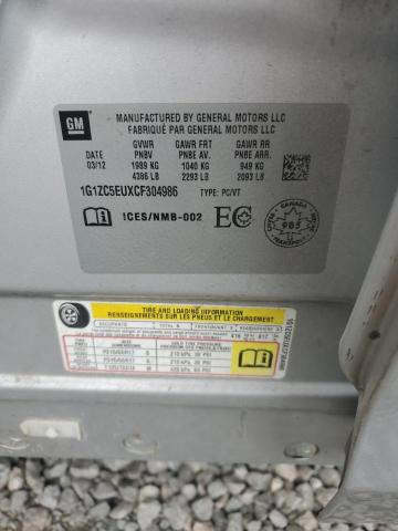 1G1ZC5EUXCF304986 - 2012 CHEVROLET MALIBU 1LT SILVER photo 12