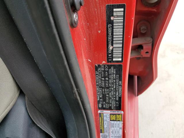 KNADM4A33E6400173 - 2014 KIA RIO LX RED photo 13