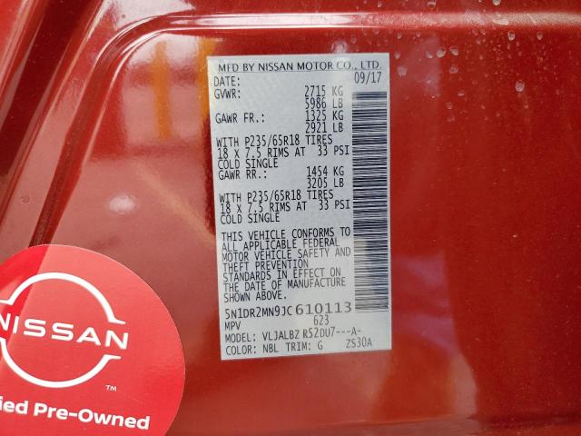 5N1DR2MN9JC610113 - 2018 NISSAN PATHFINDER S RED photo 12