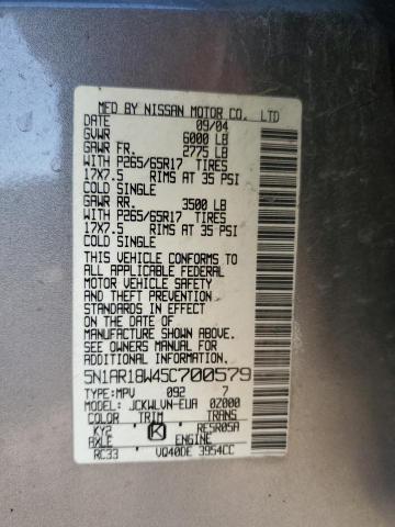 5N1AR18W45C700579 - 2005 NISSAN PATHFINDER LE BROWN photo 14