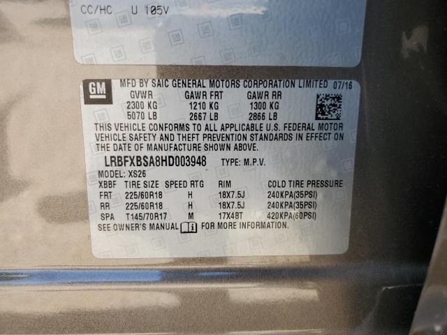 LRBFXBSA8HD003948 - 2017 BUICK ENVISION ESSENCE Շագանակագույն լուսանկար 14