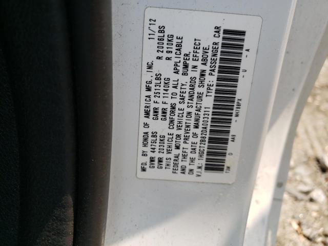 1HGCT2B82DA003311 - 2013 HONDA ACCORD EXL 白色 照片 12