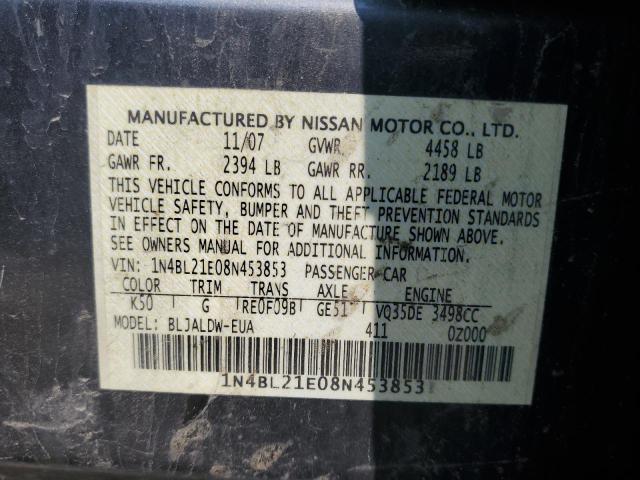 1N4BL21E08N453853 - 2008 NISSAN ALTIMA 3.5SE GRAY photo 12