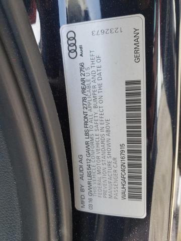 WAUHGAFC4GN167915 - 2016 AUDI A6 PRESTIGE BLUE photo 12